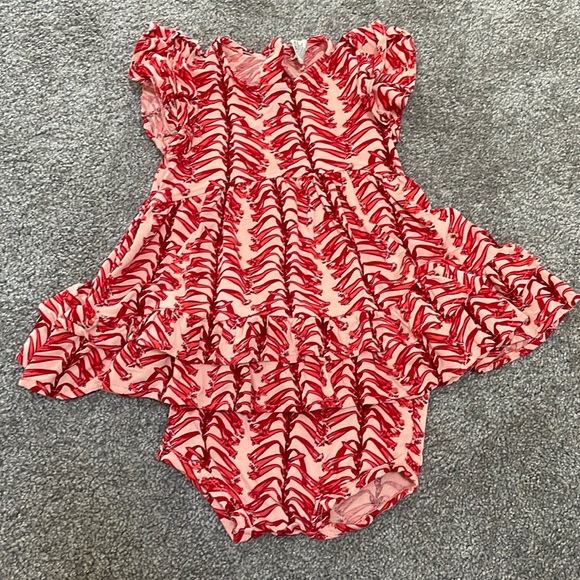 kate quinn Other - Kate Quinn Short Sleeve Double Ruffle Top & Bloomer Set- Red Vine Stripe 🌟HP🌟